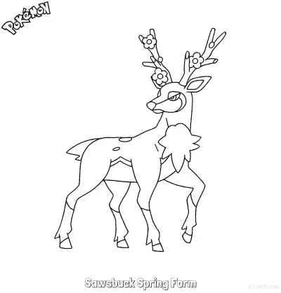 Free printable Sawsbuck Spring Form Coloring Page - Free Printable Pokemon Coloring Sheets coloring page